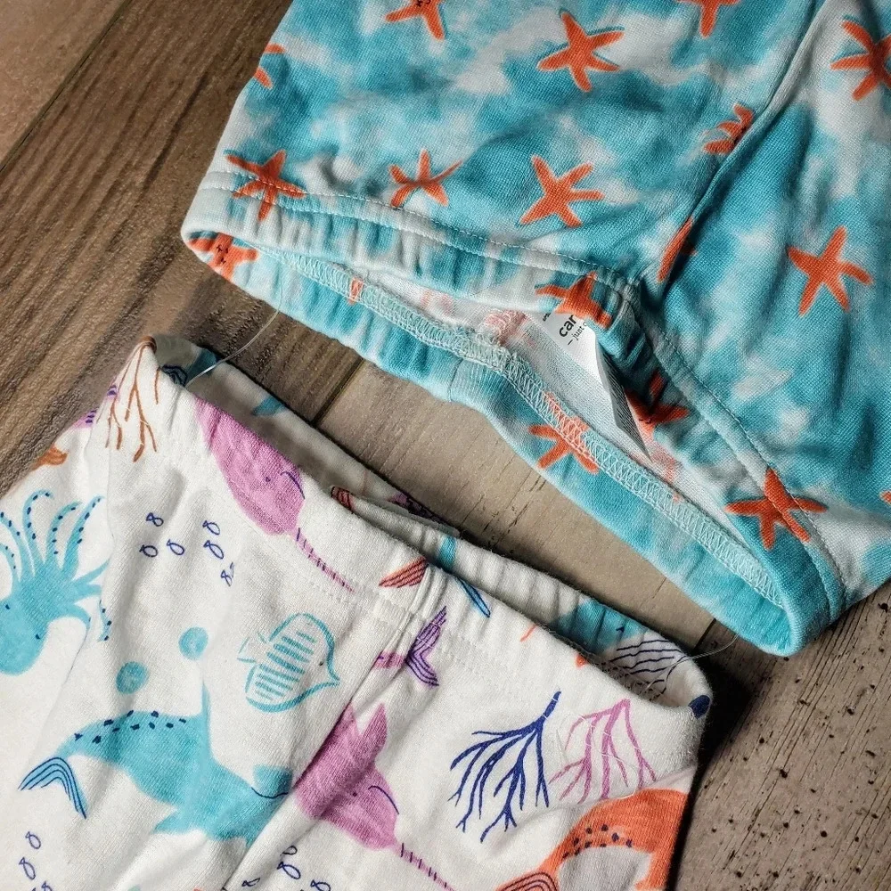 NWT Carter's Girls Size 4T Ocean Mermaid Pajama Bottoms Bundle